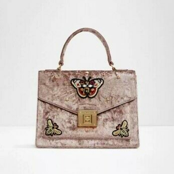 Aldo Handbags - ALDO DUROSTY PINK CRUSHED VELVET  HANDBAG
